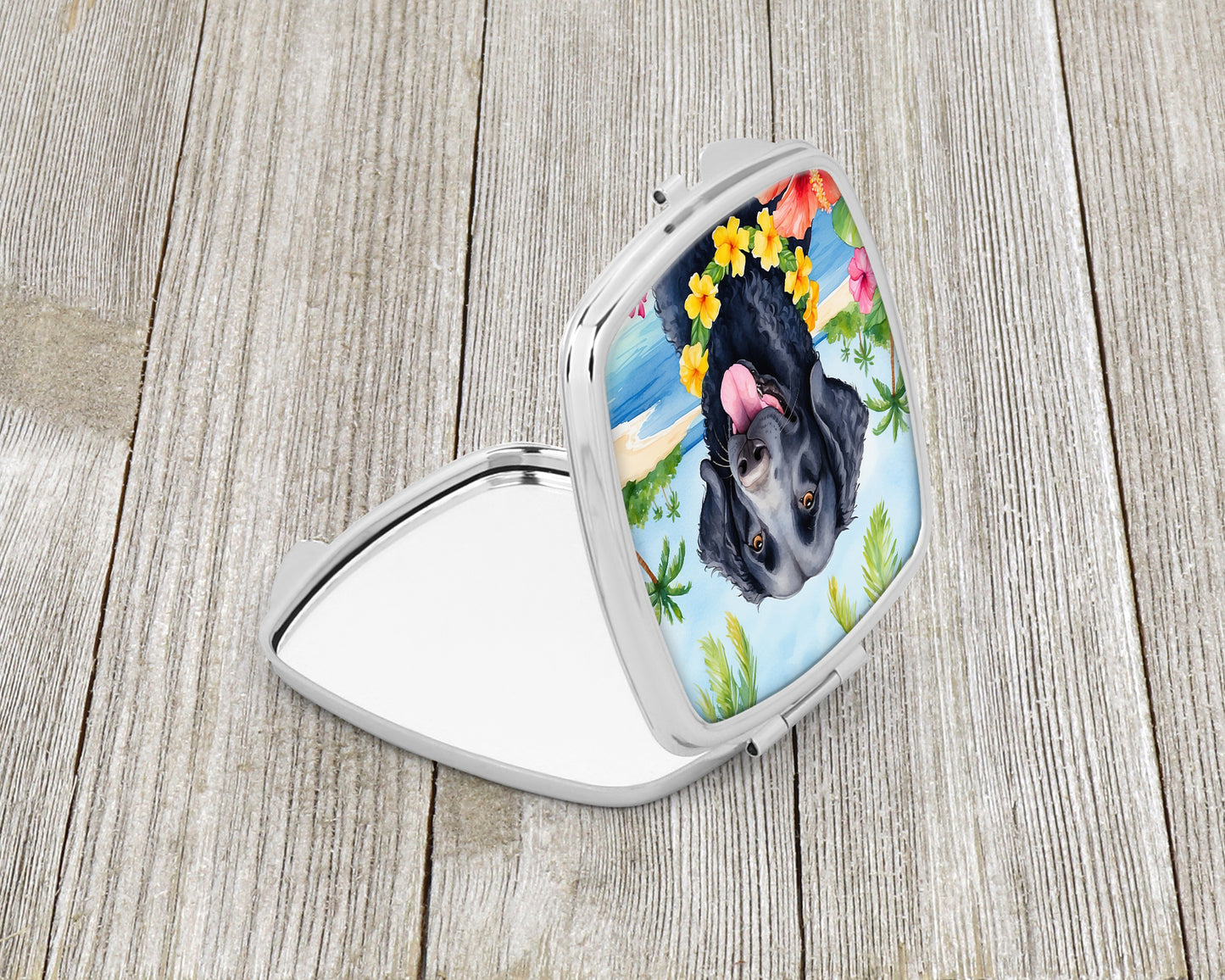 Curly-Coated Retriever Luau Compact Mirror