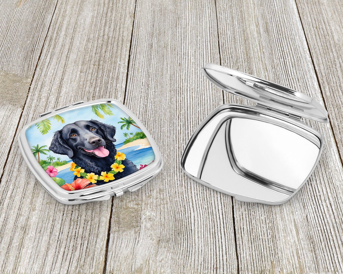 Curly-Coated Retriever Luau Compact Mirror