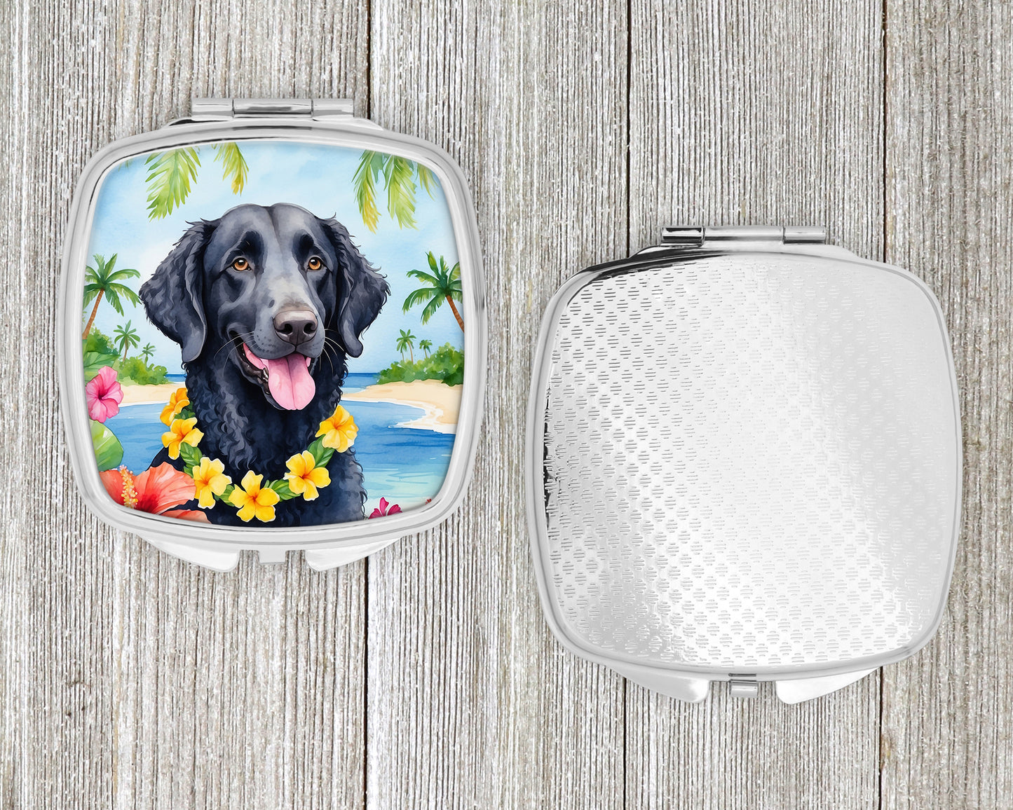 Curly-Coated Retriever Luau Compact Mirror