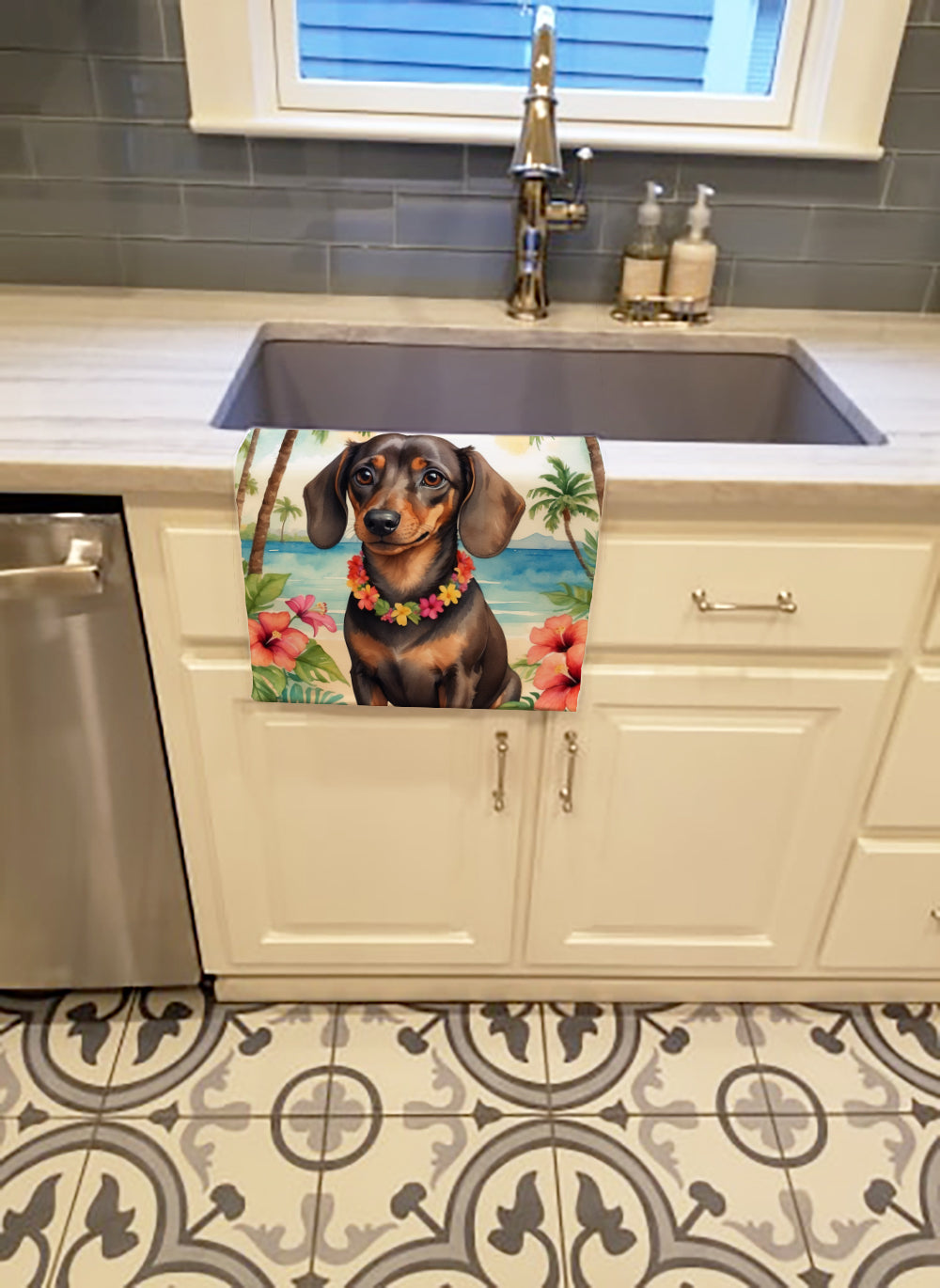 Dachshund Luau Kitchen Towel