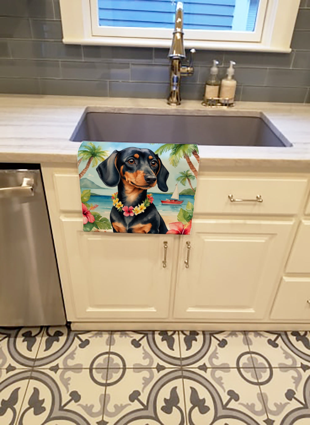 Dachshund Luau Kitchen Towel