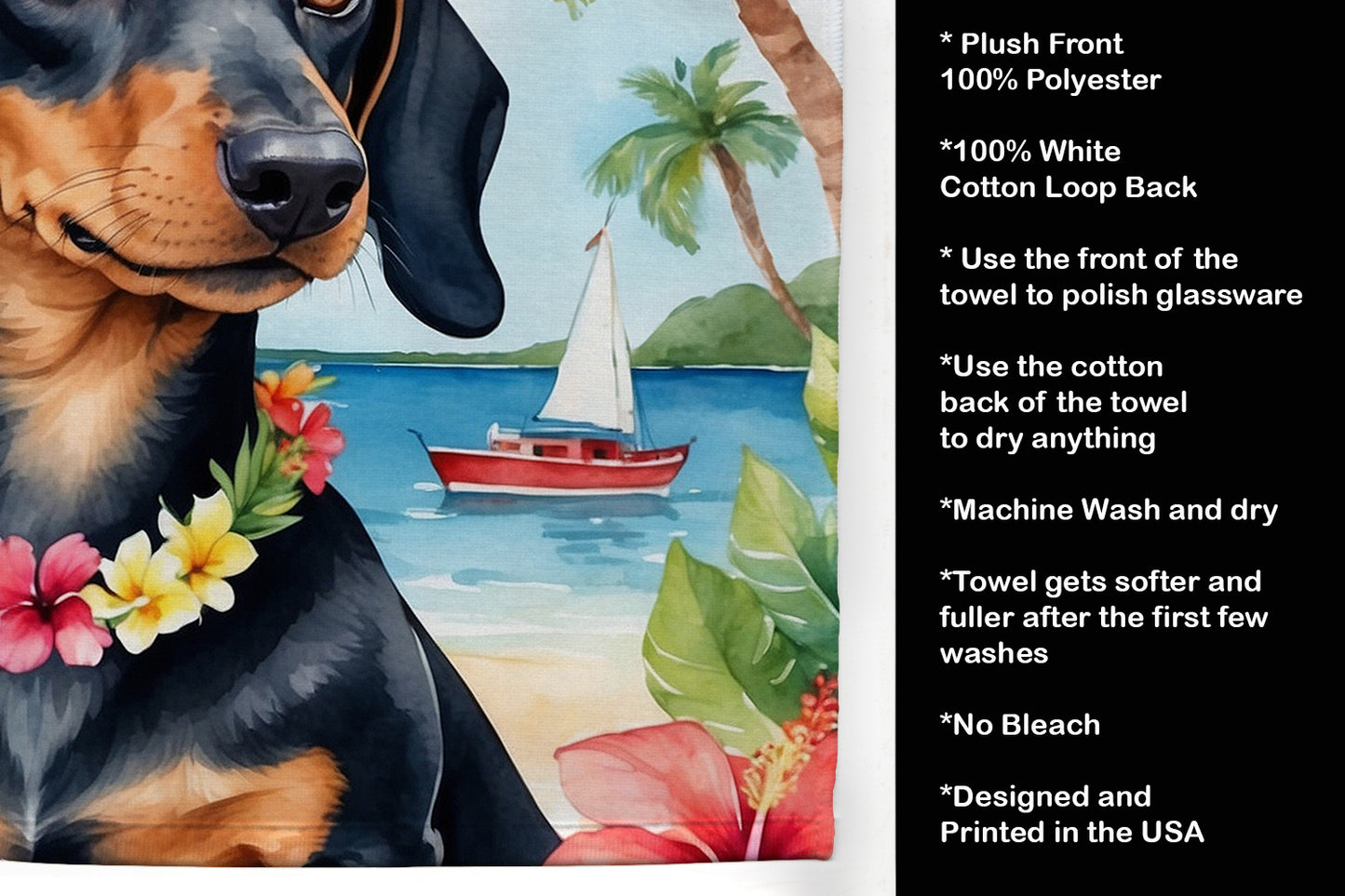 Dachshund Luau Kitchen Towel