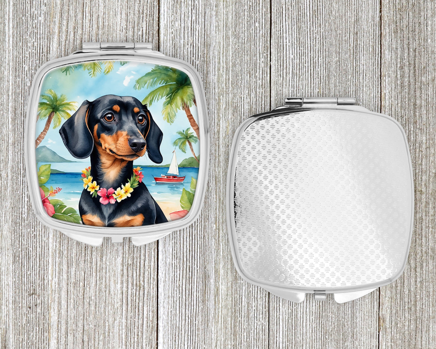 Dachshund Luau Compact Mirror