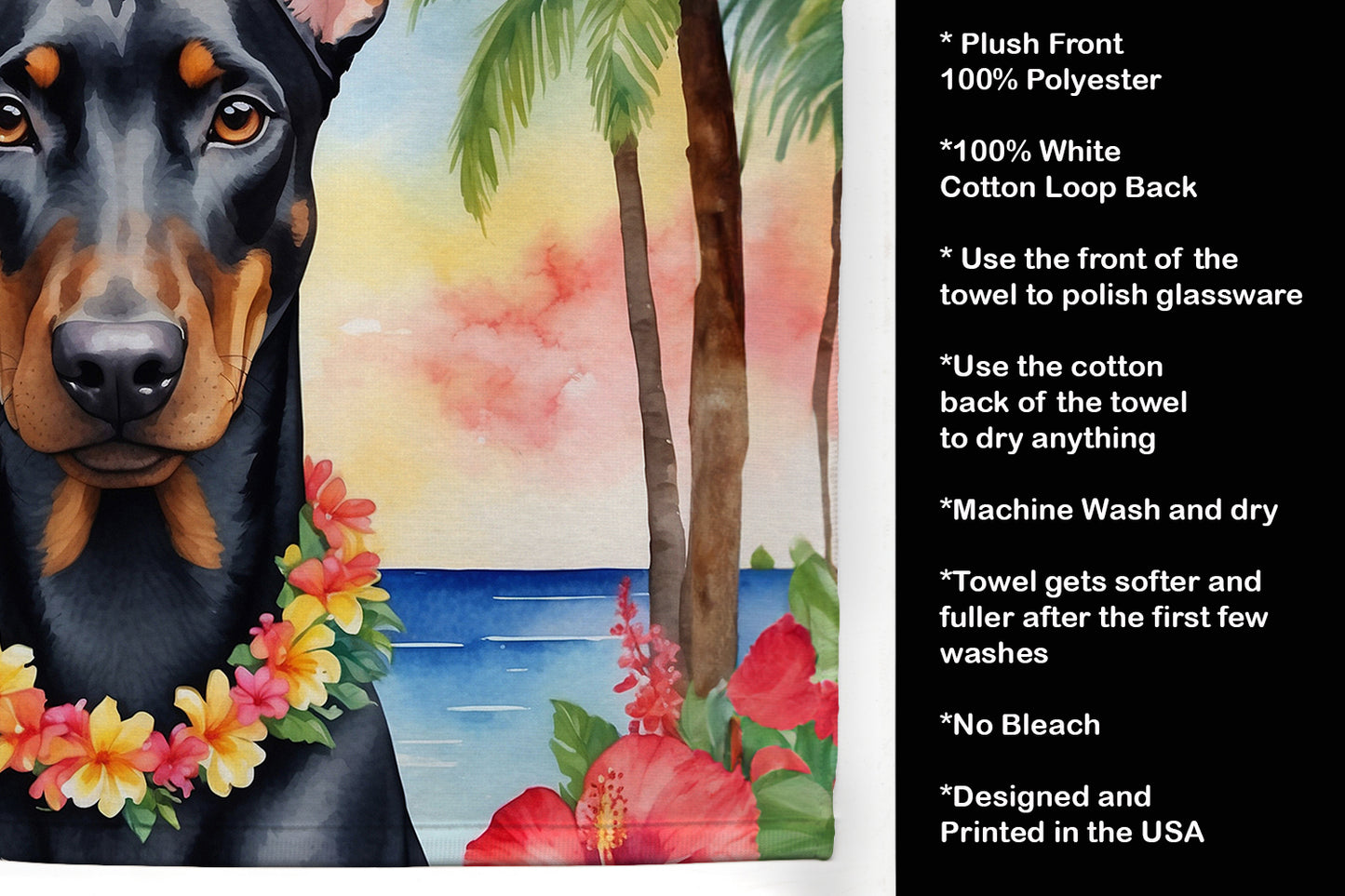 Doberman Pinscher Luau Kitchen Towel