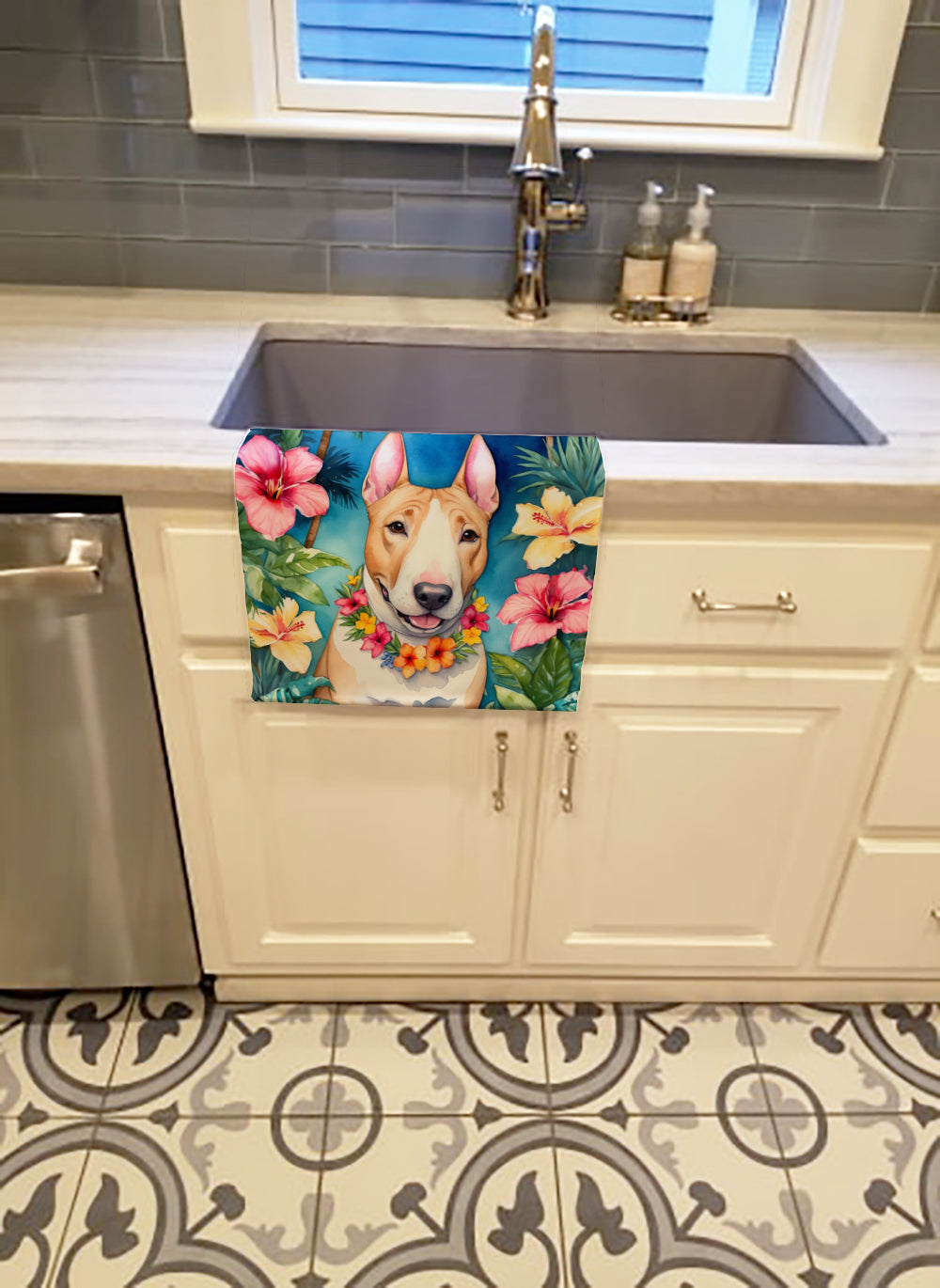 English Bull Terrier Luau Kitchen Towel