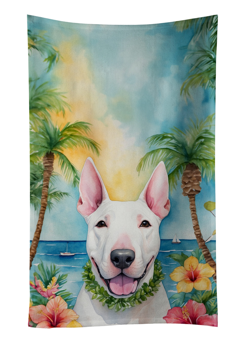 Buy this English Bull Terrier Luau Kitchen Towel