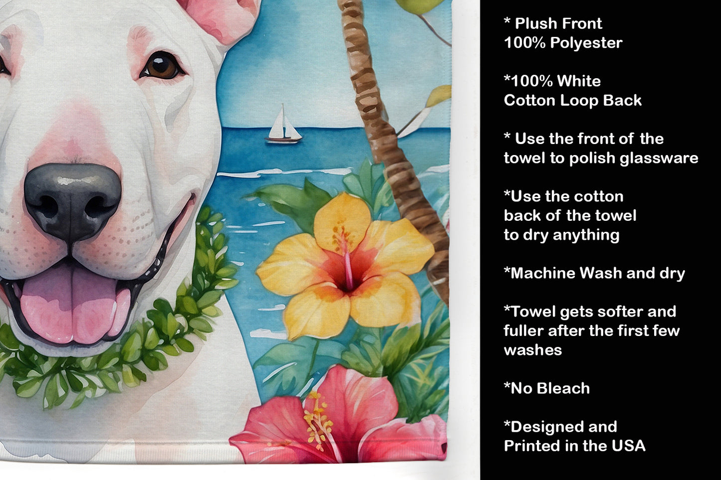 English Bull Terrier Luau Kitchen Towel