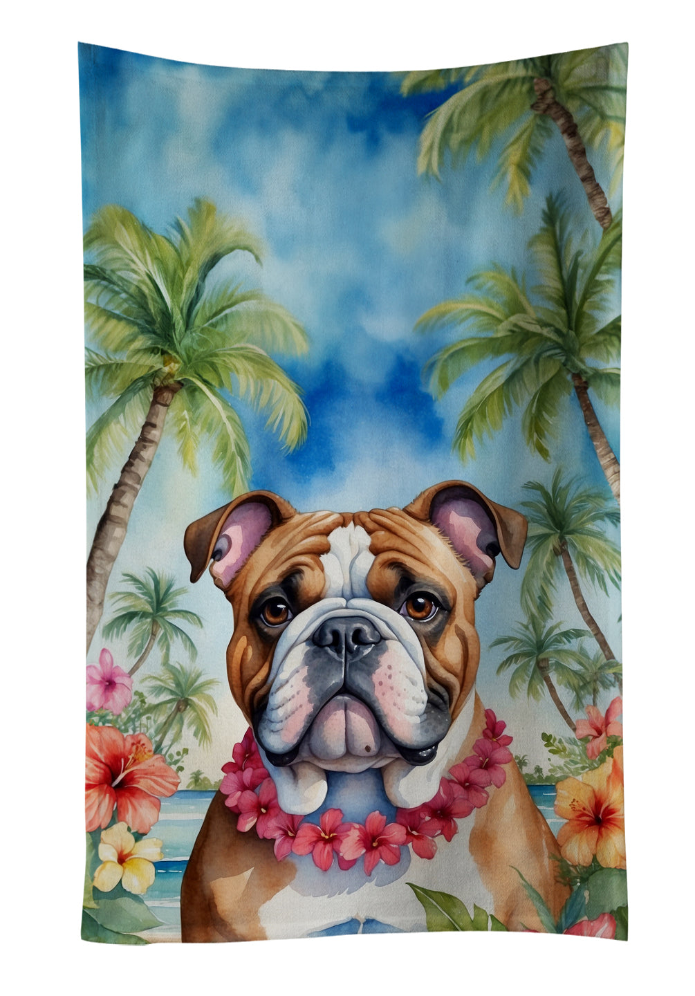 Buy this English Bulldog Luau Kitchen Towel