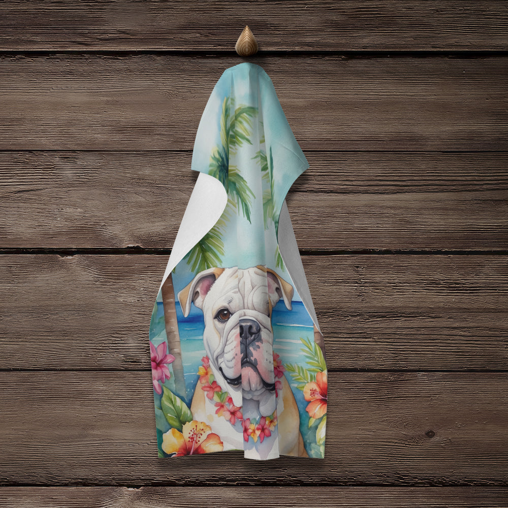 English Bulldog Luau Kitchen Towel