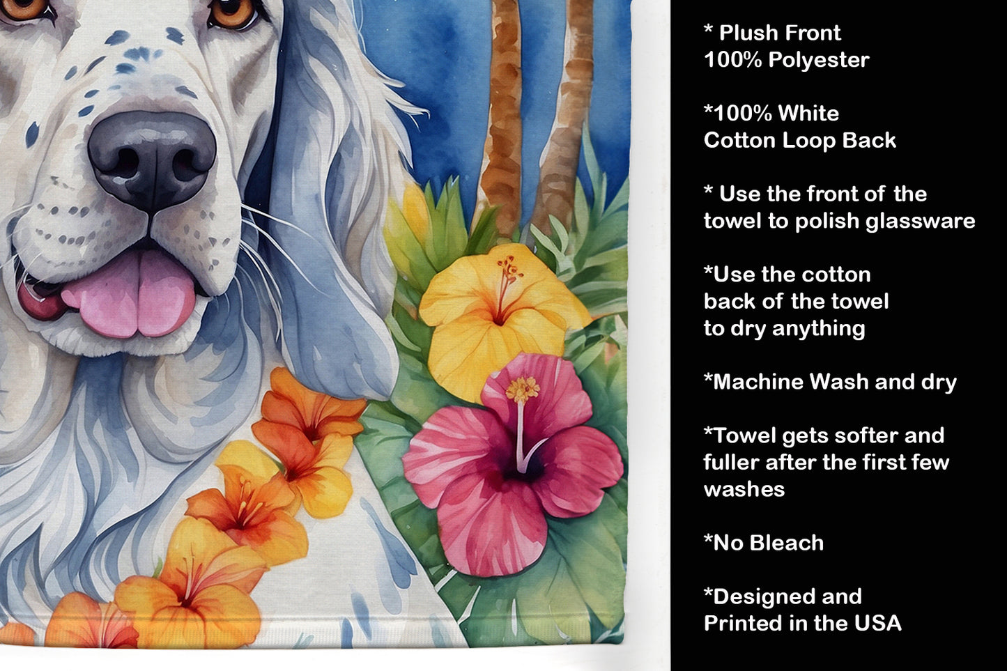 English Setter Luau Kitchen Towel