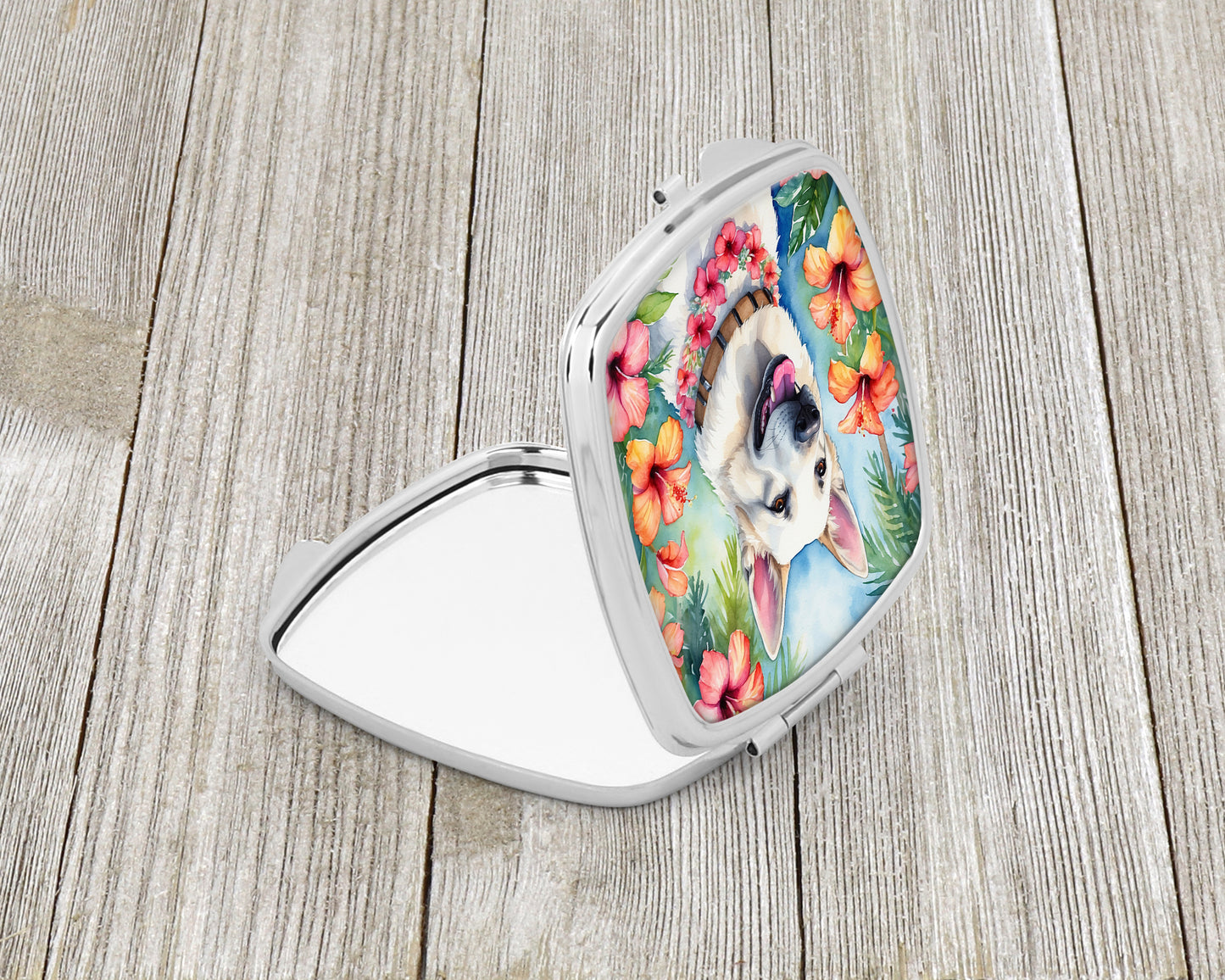 White German Shepherd Luau Compact Mirror