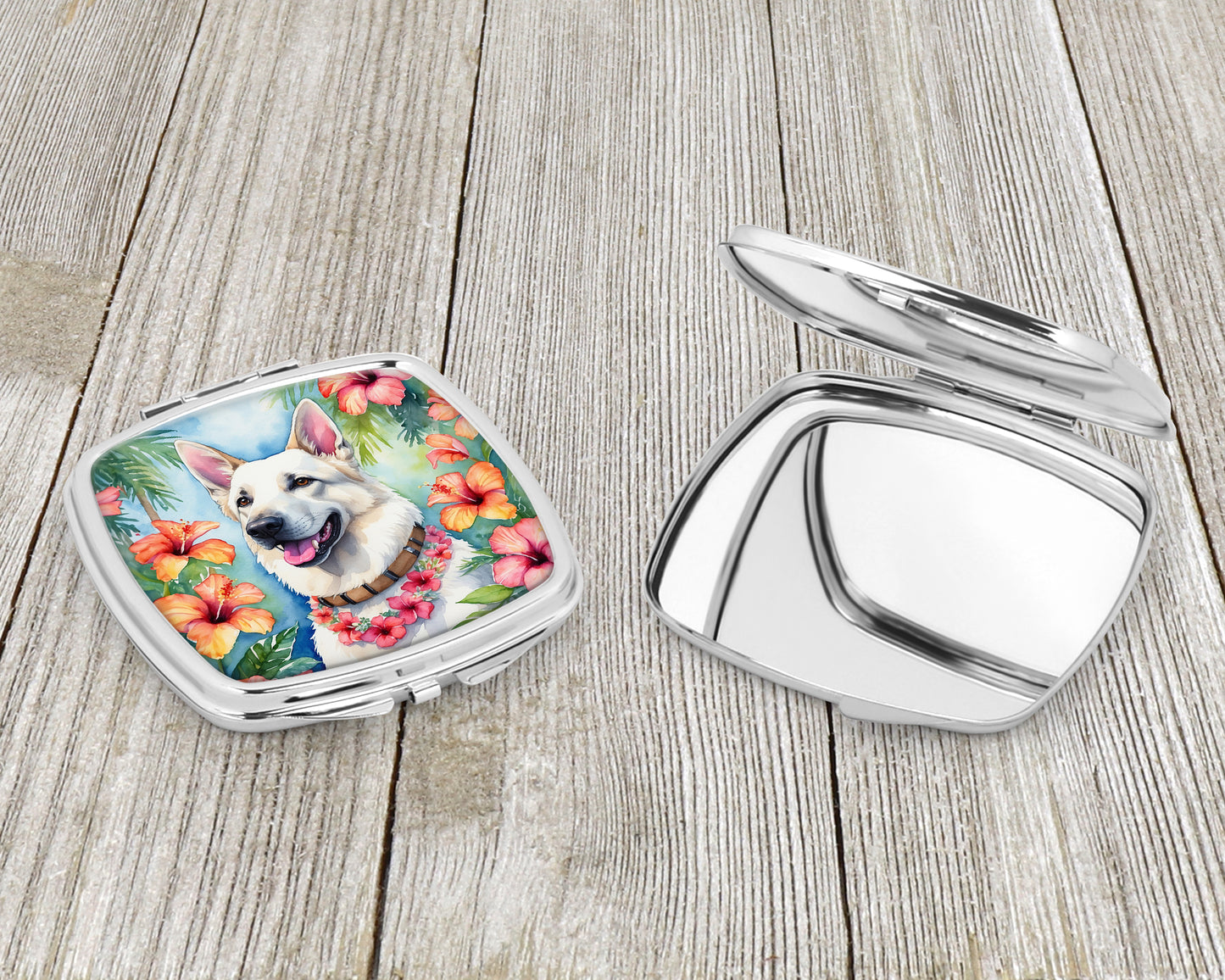 White German Shepherd Luau Compact Mirror