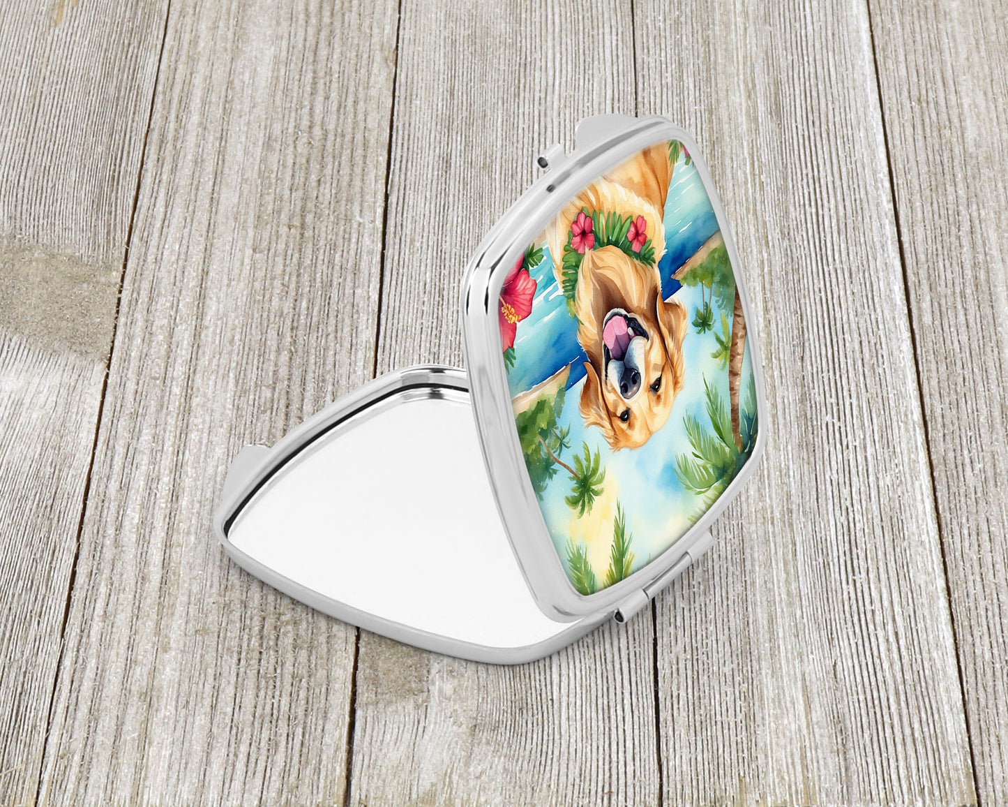 Golden Retriever Luau Compact Mirror