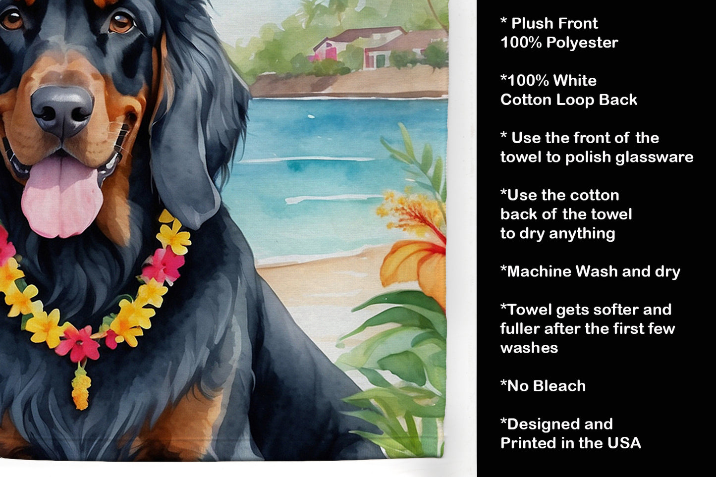 Gordon Setter Luau Kitchen Towel