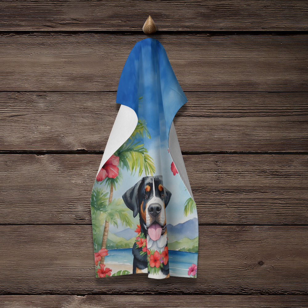 Greater Swiss Mountain Dog Luau Kitchen Towel