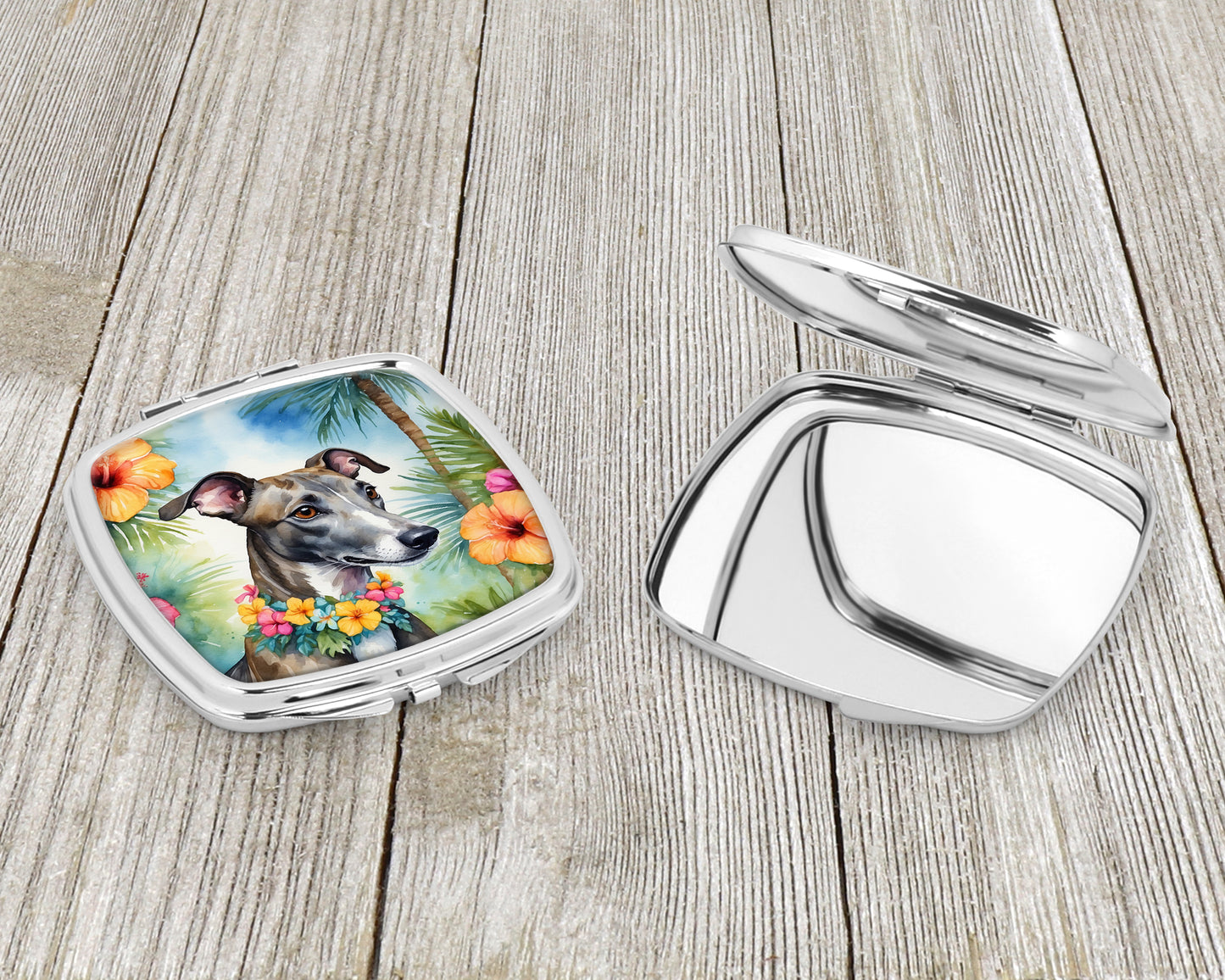 Greyhound Luau Compact Mirror