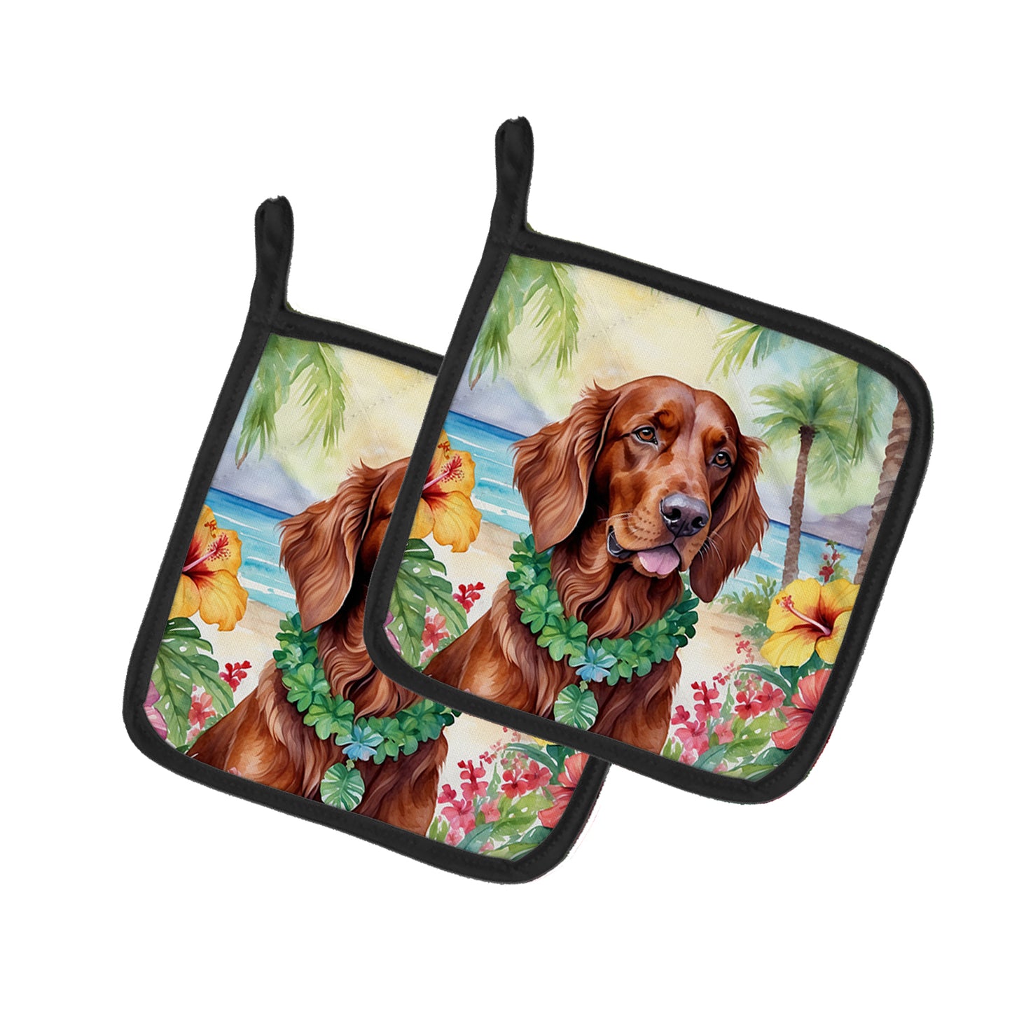 Buy this Irish Setter Luau Pair of Pot Holders