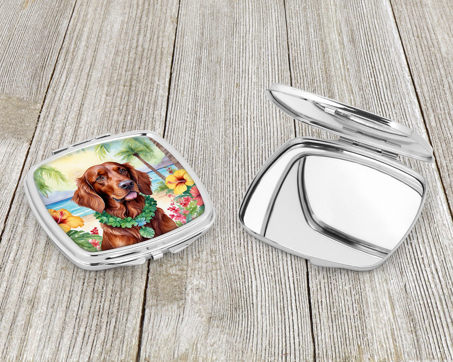 Irish Setter Luau Compact Mirror
