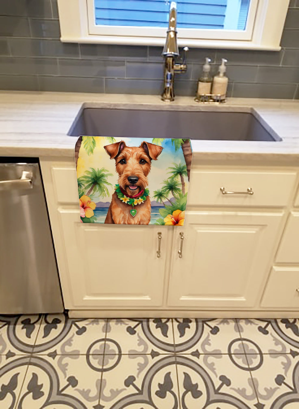 Irish Terrier Luau Kitchen Towel