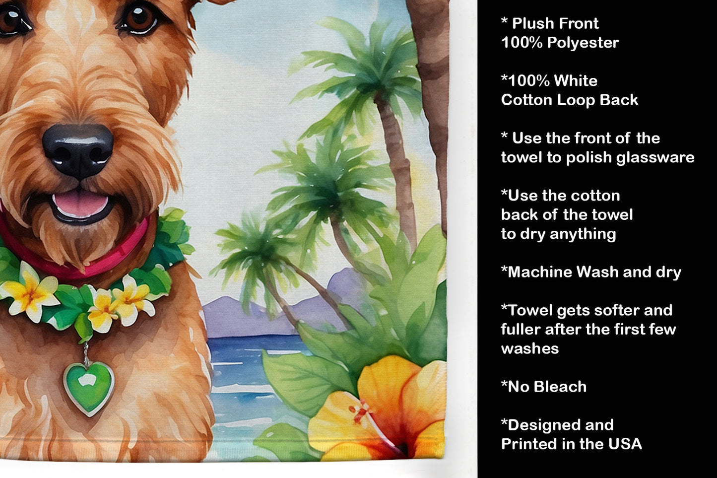 Irish Terrier Luau Kitchen Towel