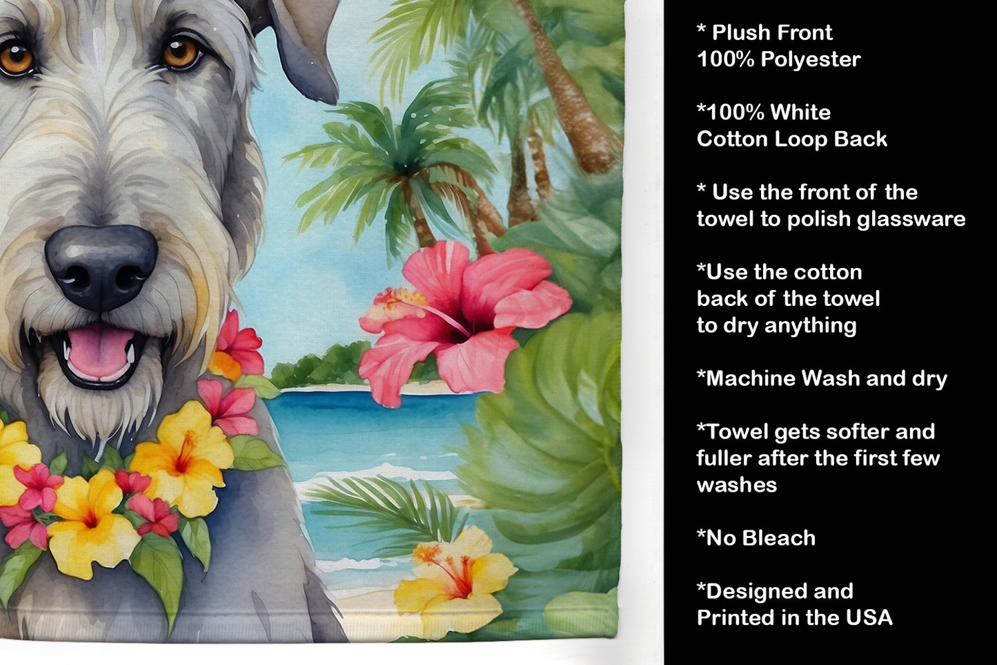 Irish Wolfhound Luau Kitchen Towel