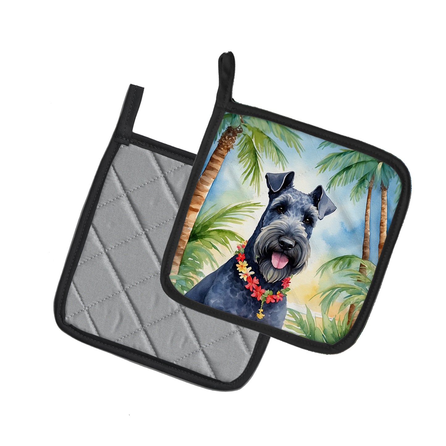 Kerry Blue Terrier Luau Pair of Pot Holders