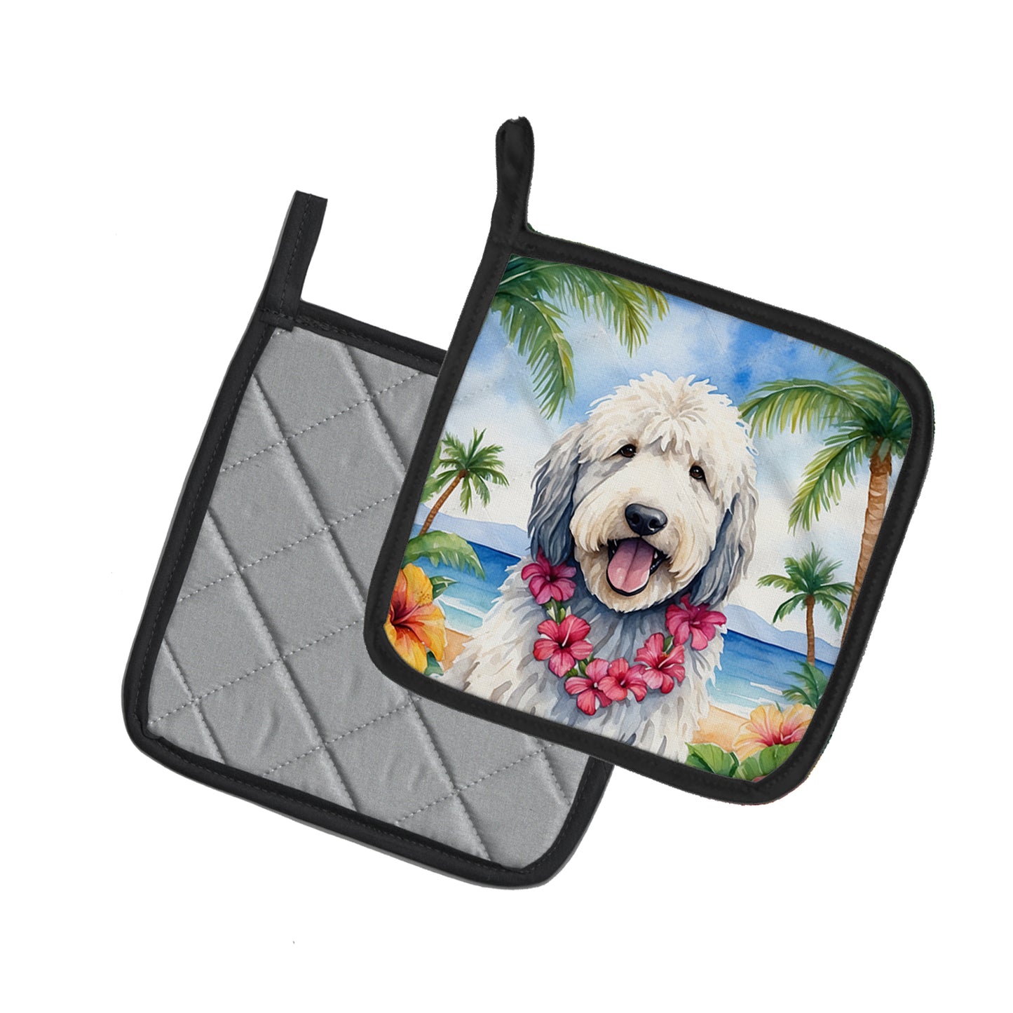 Komondor Luau Pair of Pot Holders