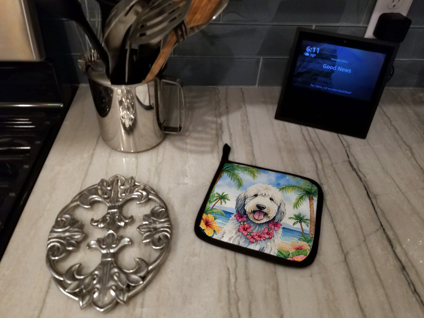 Komondor Luau Pair of Pot Holders