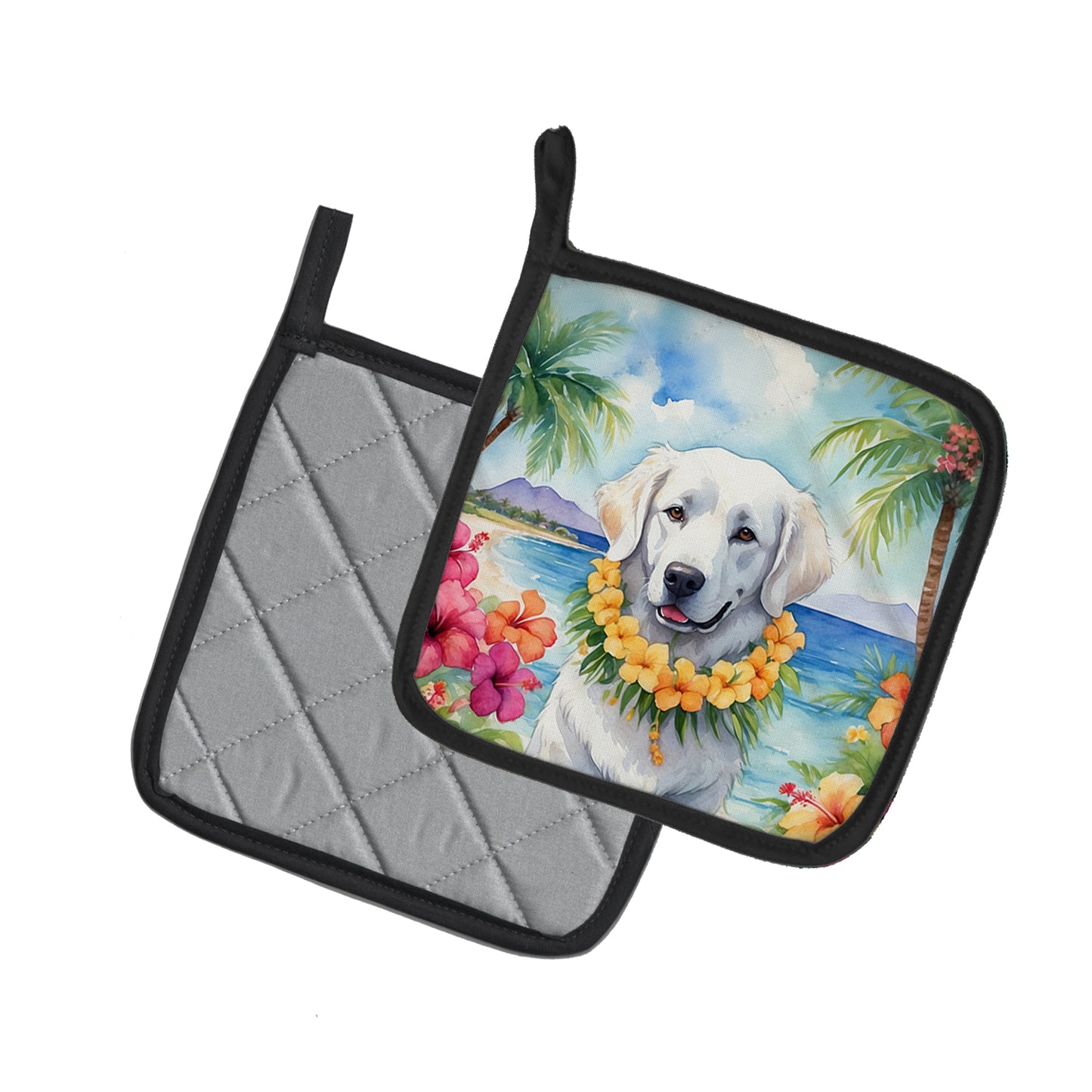 Kuvasz Luau Pair of Pot Holders