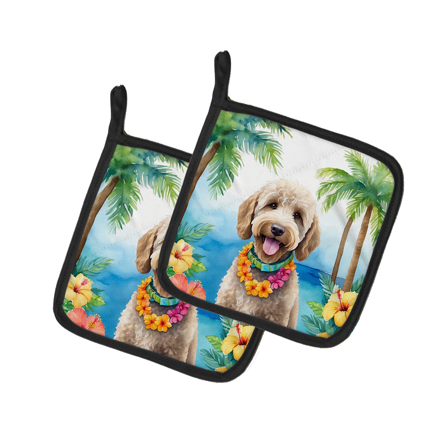 Buy this Labradoodle Luau Pair of Pot Holders