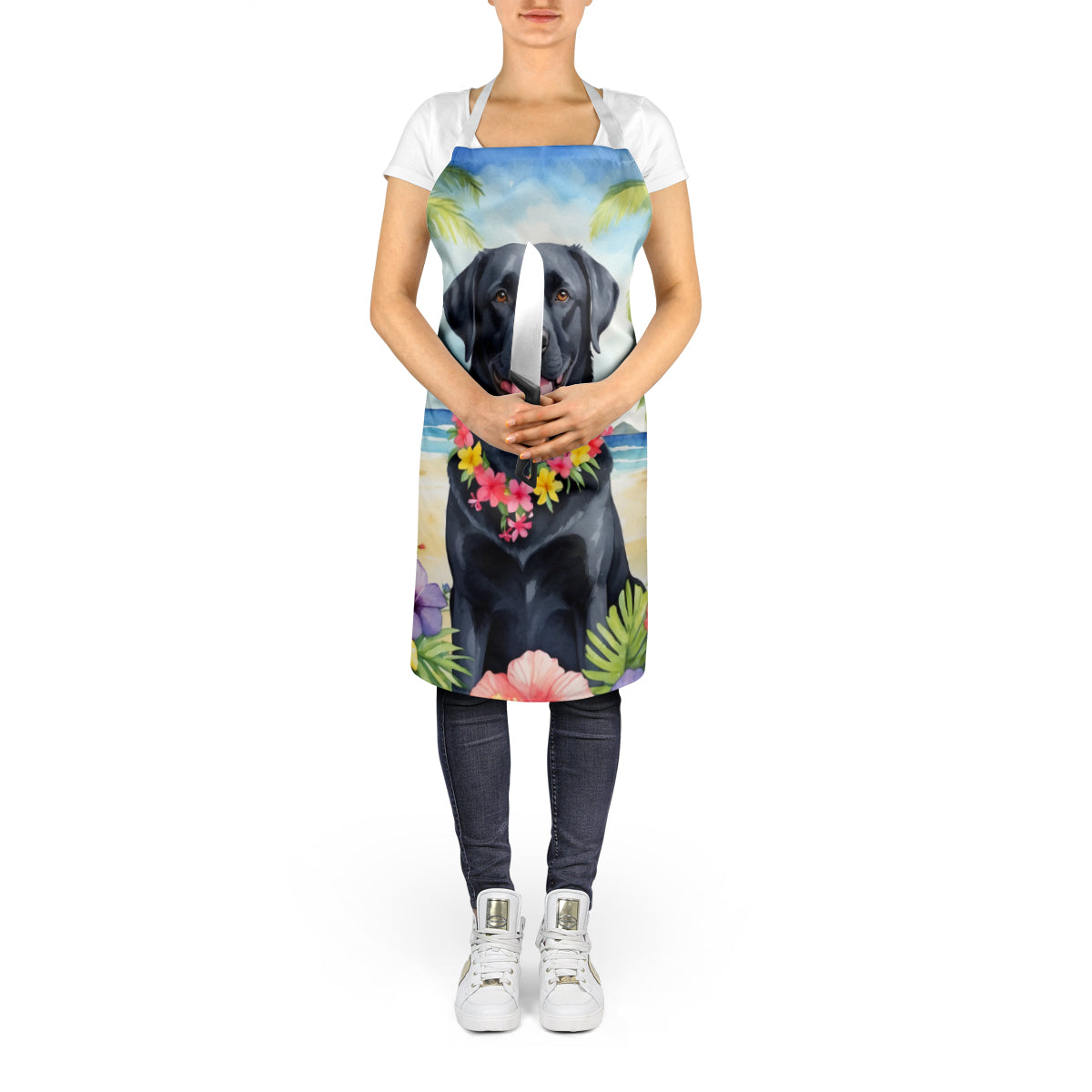 Black Labrador Retriever Luau Apron