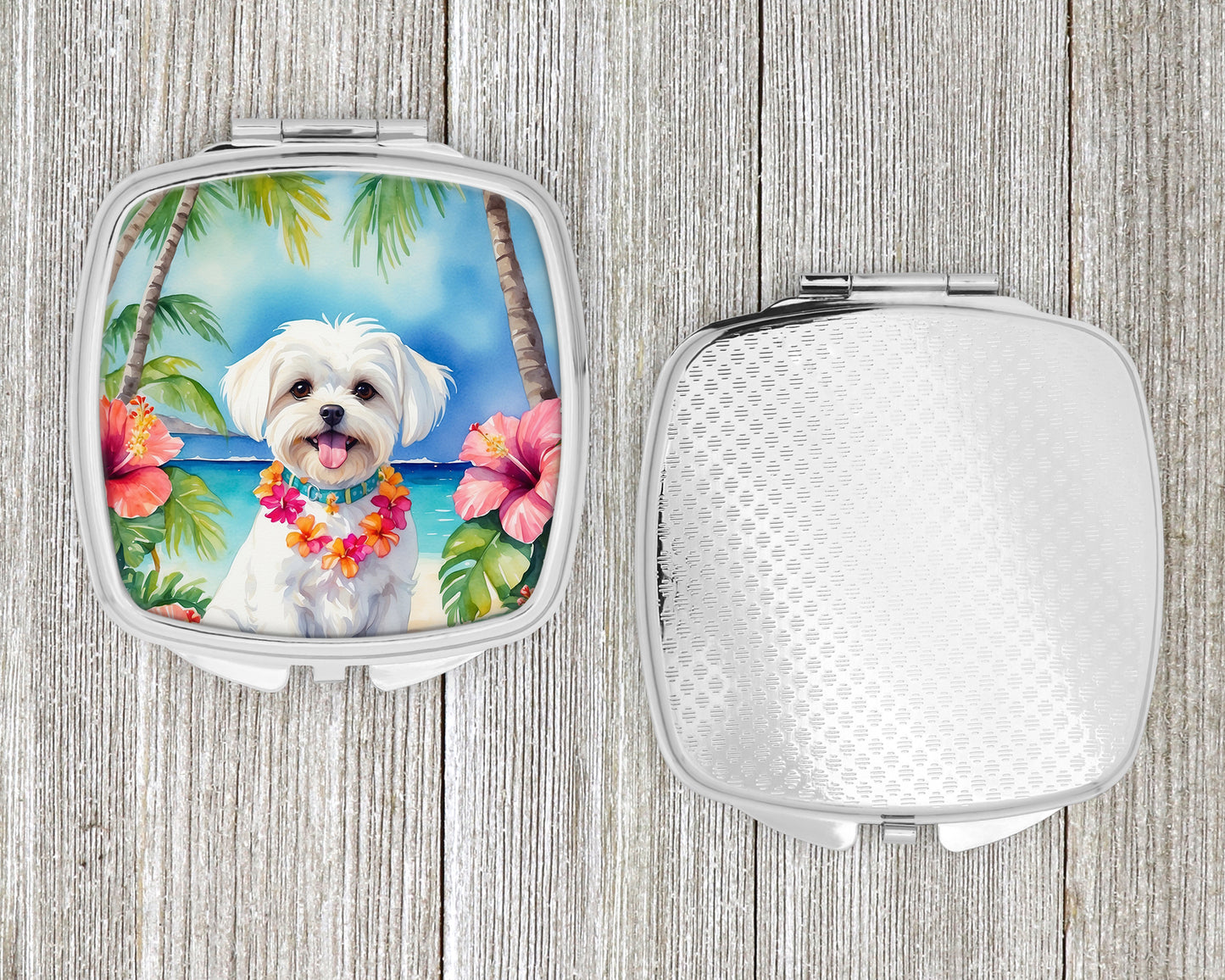 Maltese Luau Compact Mirror