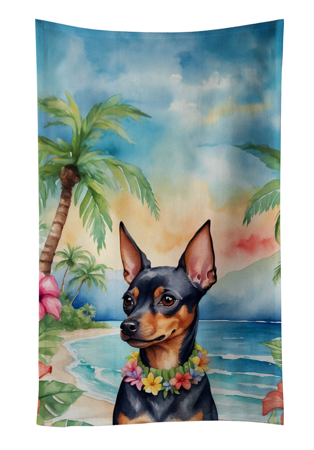 Buy this Miniature Pinscher Luau Kitchen Towel