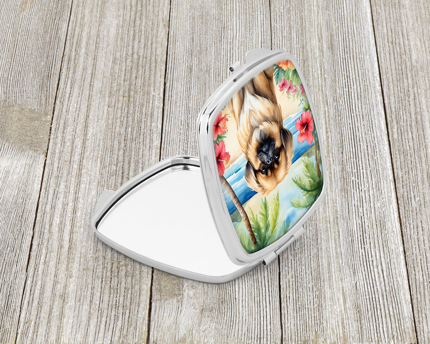 Pekingese Luau Compact Mirror