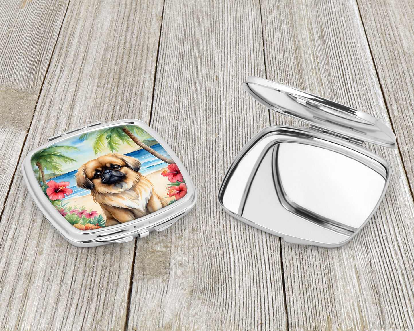 Pekingese Luau Compact Mirror