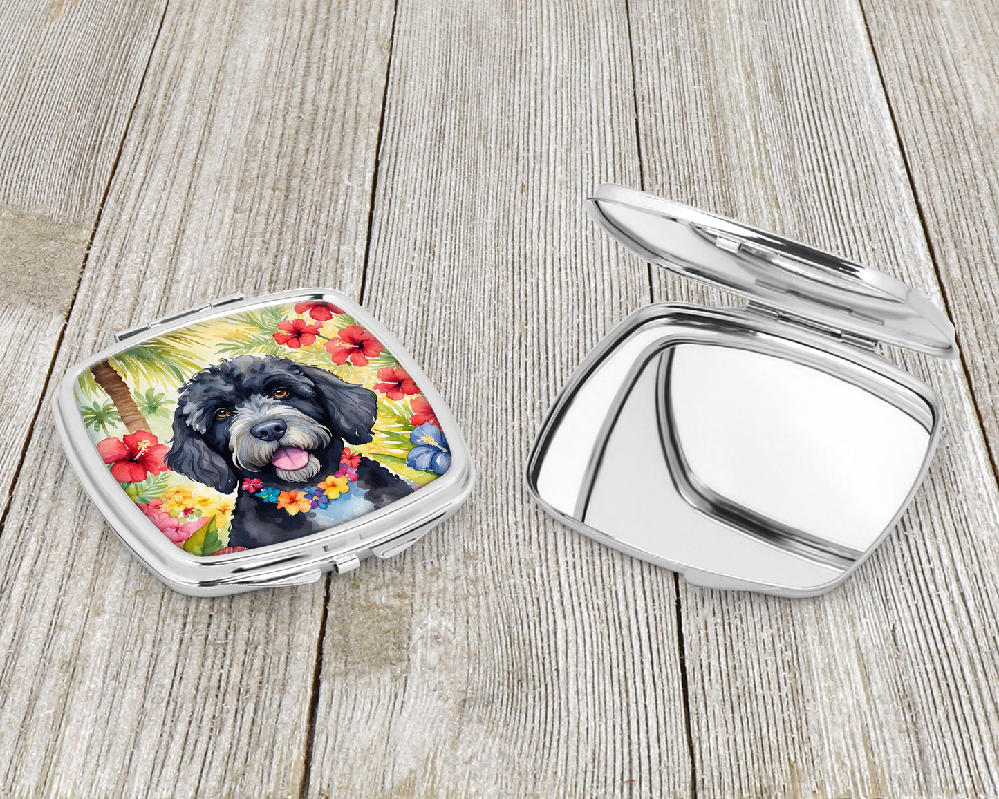 Portuguese Water Dog Luau Compact Mirror