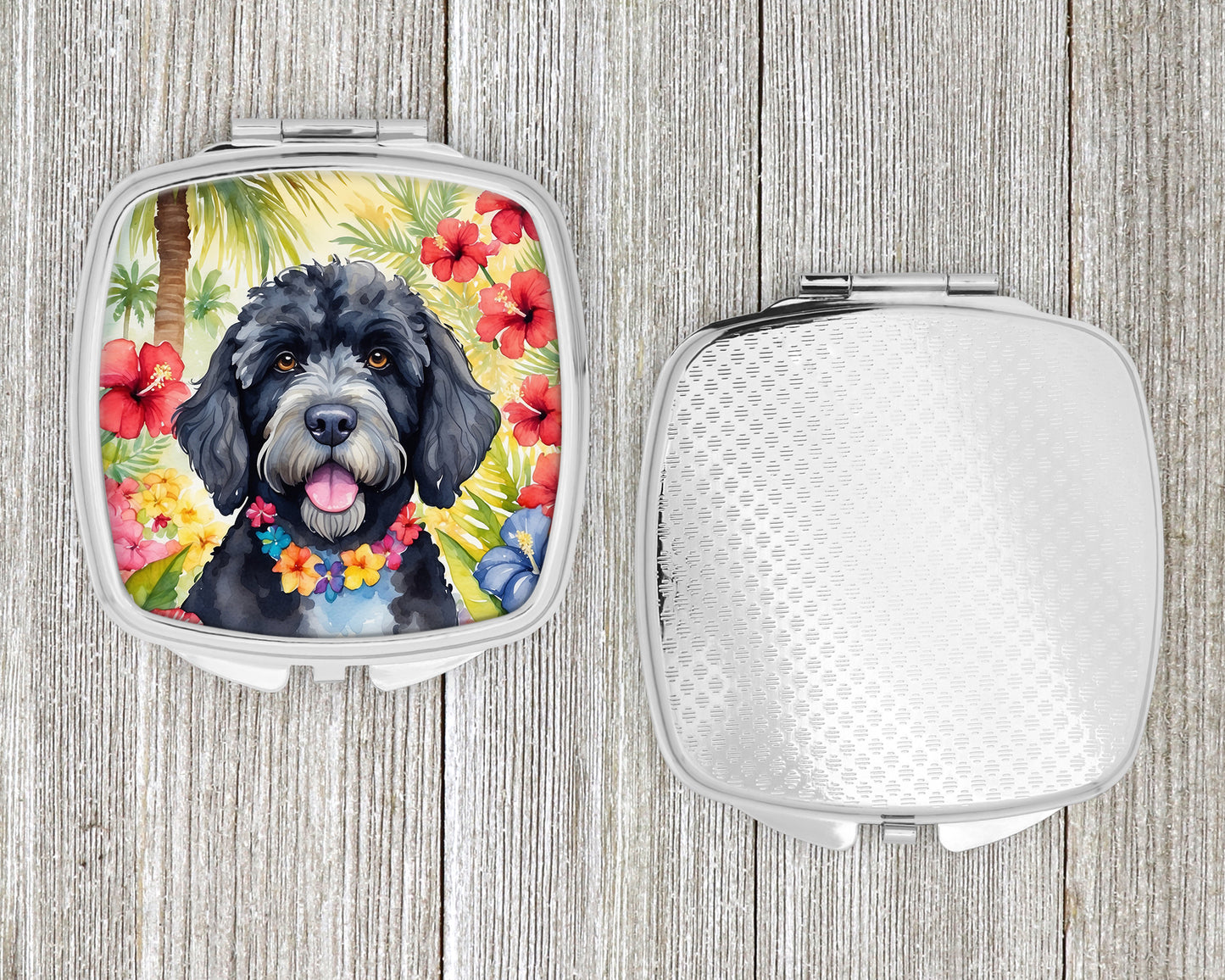 Portuguese Water Dog Luau Compact Mirror