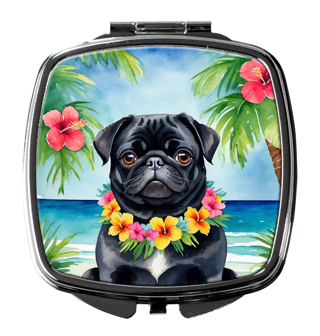 Buy this Black Pug Luau Compact Mirror