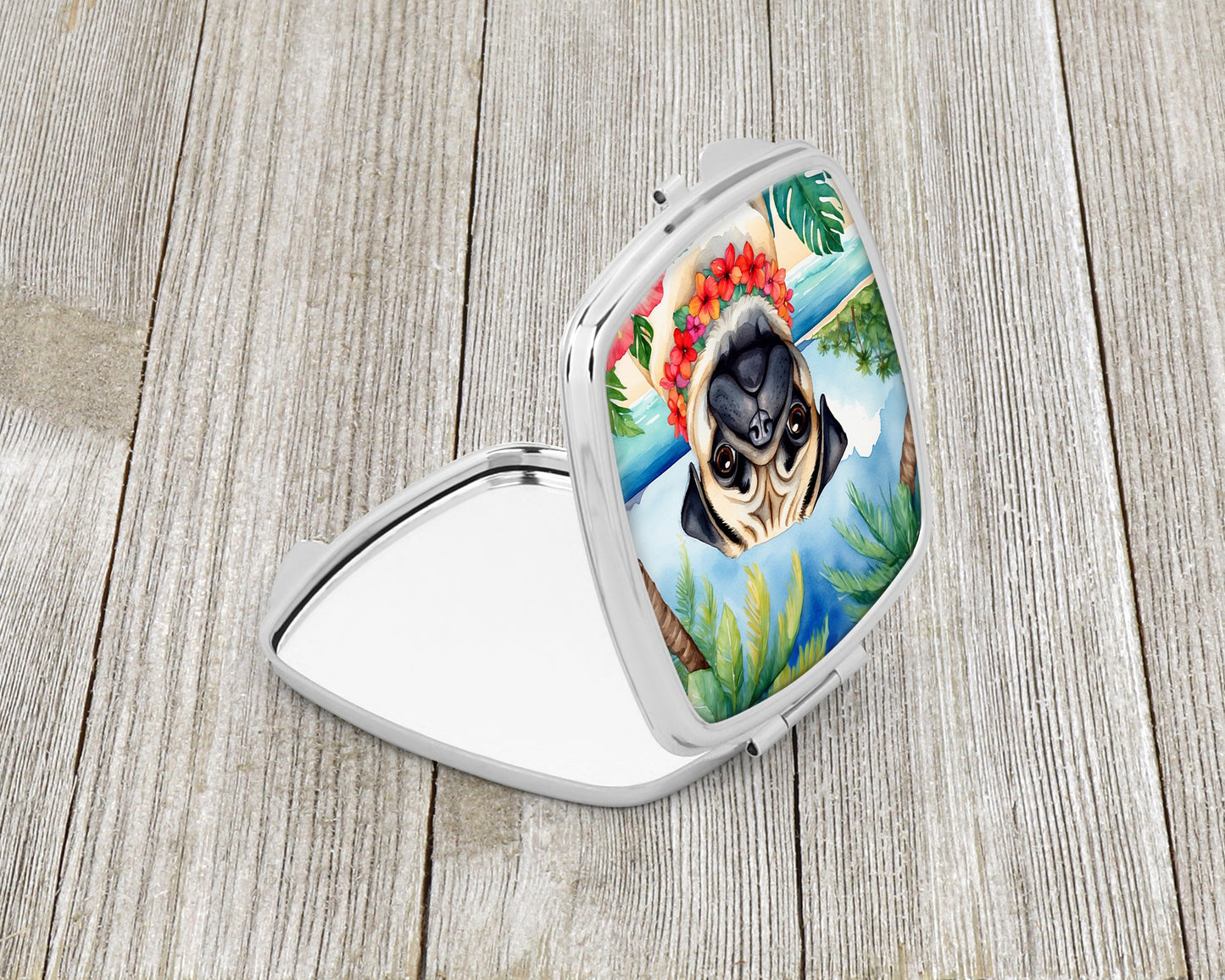 Pug Luau Compact Mirror