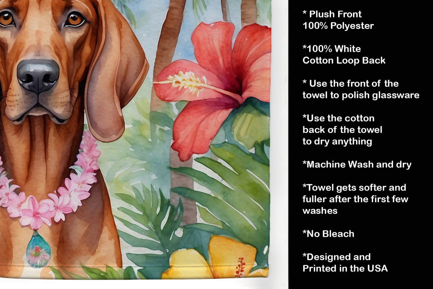 Redbone Coonhound Luau Kitchen Towel