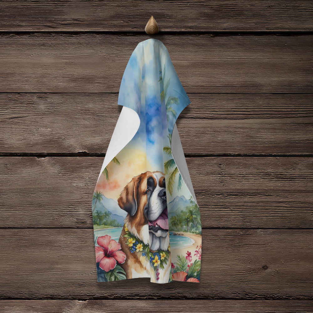 Saint Bernard Luau Kitchen Towel
