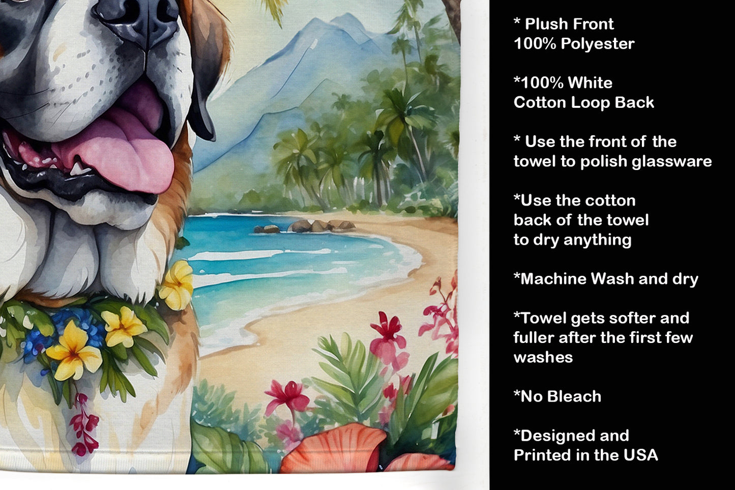 Saint Bernard Luau Kitchen Towel