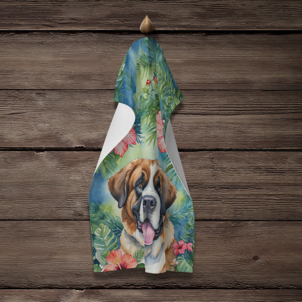 Saint Bernard Luau Kitchen Towel