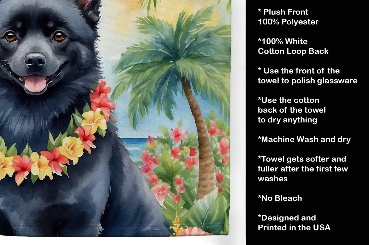 Schipperke Luau Kitchen Towel