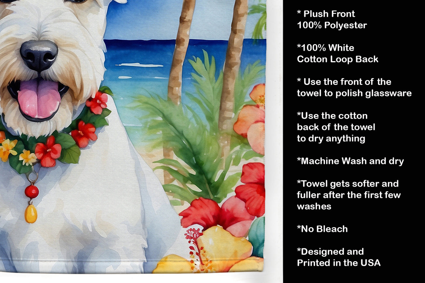 Sealyham Terrier Luau Kitchen Towel