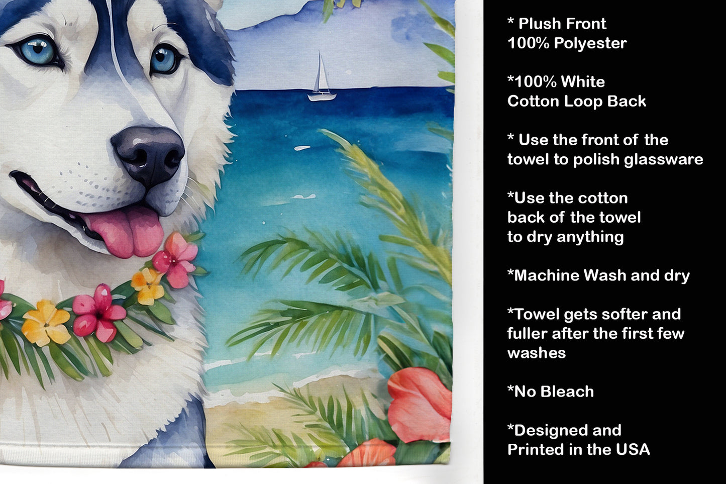 Siberian Husky Luau Kitchen Towel