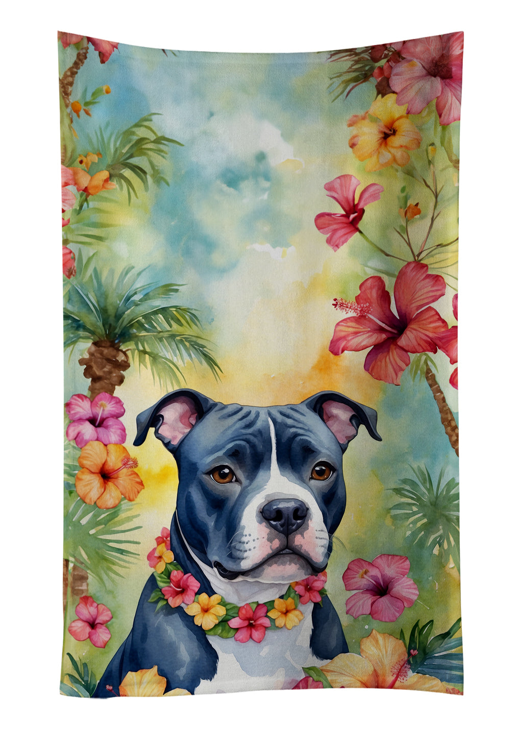 Buy this Staffordshire Bull Terrier Luau Kitchen Towel