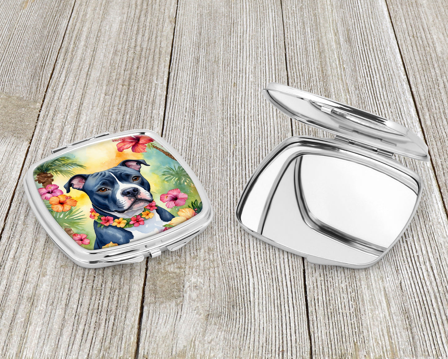 Staffordshire Bull Terrier Luau Compact Mirror