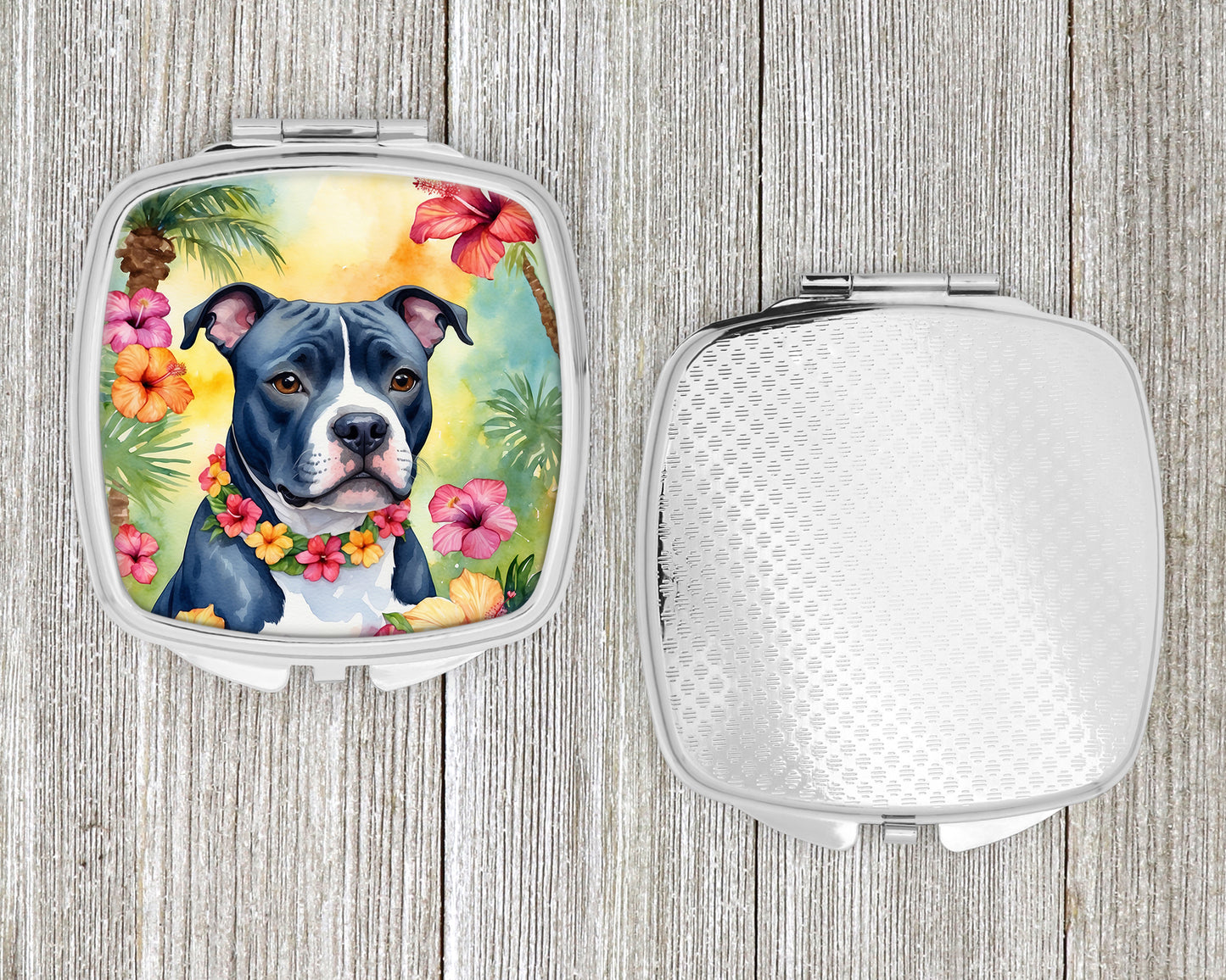 Staffordshire Bull Terrier Luau Compact Mirror