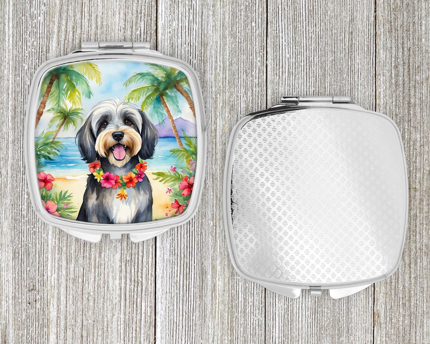 Tibetan Terrier Luau Compact Mirror